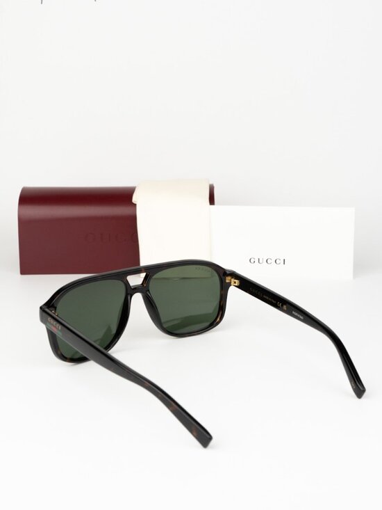 Gucci Women Sunglasses Havana Green Pilot GG1856S 002 NEW AUTHENTIC